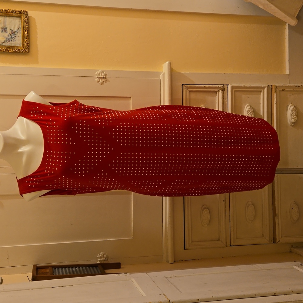 Calvin Klein red studded sleeveless dress Sz 14